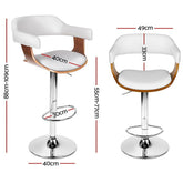 Artiss Set of 2 Wooden PU Leather Bar Stool - White and Chrome